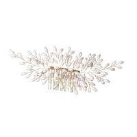 Decorative Hair Combs, Zinc Alloy, with ABS Plastic Pearl, gold color plated, fashion jewelry & for woman, white 