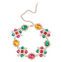 Resin Zinc Alloy Necklace, with ABS Plastic Pearl & Resin, with 15.7cm extender chain, gold color plated, fashion jewelry & for woman, multi-colored .9 cm 