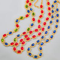 Collar de aleación de Zinc de resina, con resina, con 8.6cm extender cadena, chapado en color dorado, Joyería & para mujer, multicolor, longitud:61.5 cm, Vendido por Sarta
