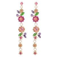 Zinc Alloy Rhinestone Drop Earring, gold color plated, fashion jewelry & for woman & with rhinestone, multi-colored 