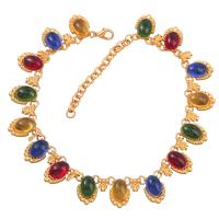 Resin Zinc Alloy Necklace, with Resin, with 8.1cm extender chain, gold color plated, fashion jewelry & for woman, multi-colored .1 cm 