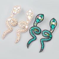 Zinc Alloy Rhinestone Stud Earring, Snake, plated, fashion jewelry & for woman & with rhinestone, multi-colored 
