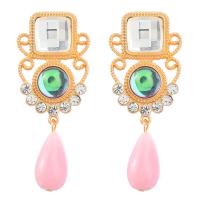 Zinc Alloy Rhinestone Drop Earring, with Resin & Acrylic, gold color plated, fashion jewelry & for woman & with rhinestone, multi-colored 