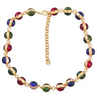 Resin Zinc Alloy Necklace, with Resin, with 8.2cm extender chain, gold color plated, fashion jewelry & for woman, multi-colored .7 cm 