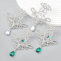 Zinc Alloy Rhinestone Drop Earring, silver color plated, fashion jewelry & for woman & with rhinestone 