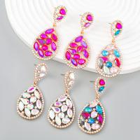 Zinc Alloy Rhinestone Drop Earring, with acrylic rhinestone, gold color plated, fashion jewelry & for woman 