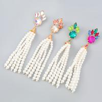 Fashion Fringe Earrings, Zinc Alloy, with ABS Plastic Pearl, gold color plated, fashion jewelry & for woman & with rhinestone 