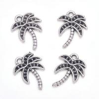 Zinc Alloy Pendant Rhinestone Setting, Palm Tree, antique silver color plated, Unisex Approx 