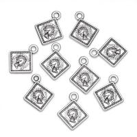 Zinc Alloy Jewelry Pendants, Square, antique silver color plated, Unisex Approx 