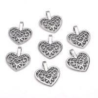 Zinc Alloy Heart Pendants, antique silver color plated, Unisex & hollow Approx 