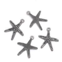 Colgante de la aleación del cinc, aleación de zinc, Estrella de Mar, chapado en color de plata antigua, unisexo, 22x24mm, aproximado 100PCs/Bolsa, Vendido por Bolsa