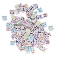 Acryl Alphabet Perlen, Alphabet-Buchstabe, DIY & Emaille & Doppelloch, keine, 4x9mm, Bohrung:ca. 1.2mm, 100PCs/Tasche, verkauft von Tasche