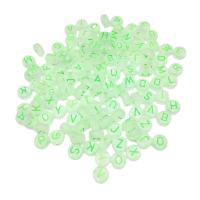 Acryl Alphabet Perlen, Alphabet-Buchstabe, DIY & Emaille & satiniert, grün, 4x7mm, Bohrung:ca. 1.5mm, 100PCs/Tasche, verkauft von Tasche