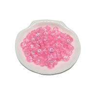 Acryl Alphabet Perlen, Alphabet-Buchstabe, DIY & transparent & Emaille, Rosa, 4x7mm, Bohrung:ca. 1.5mm, 100PCs/Tasche, verkauft von Tasche