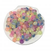 Acryl Alphabet Perlen, Alphabet-Buchstabe, DIY & transparent & Emaille & satiniert, gemischte Farben, 4x7mm, Bohrung:ca. 1.5mm, 100PCs/Tasche, verkauft von Tasche
