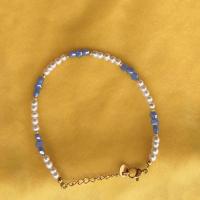 Perlen Armbänder, Natürliche kultivierte Süßwasserperlen, mit Titanstahl, mit Verlängerungskettchen von 1.18, 18 K vergoldet, für Frau, Länge:6.69 ZollInch, verkauft von PC