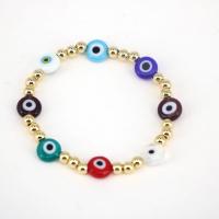 Evil Eye Jewelry Bracelet, Brass, with Lampwork, 18K gold plated, for woman 55mm 