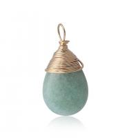 Gemstone Brass Pendants, with Gemstone, Teardrop, fashion jewelry & Unisex 