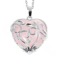 Gemstone Zinc Alloy Pendants, with Gemstone, Heart, fashion jewelry & Unisex, silver color 