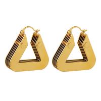 Brass Hoop Earring, Triangle, gold color plated, fashion jewelry & for woman, golden 
