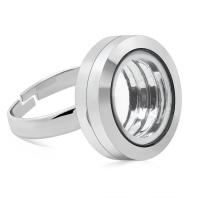 304 Edelstahl Medaillon Ring, mit Glas, Handpoliert, Modeschmuck & unisex, originale Farbe, 20mm,19.85*17.5mm, verkauft von PC