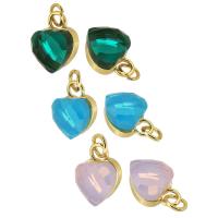 Cubic Zirconia Brass Pendants, with Cubic Zirconia, Heart, gold color plated, DIY Approx 3mm 