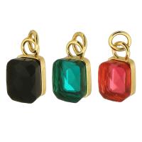 Cubic Zirconia Brass Pendants, with Cubic Zirconia, Square, gold color plated, DIY Approx 4mm 