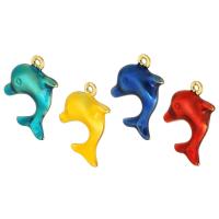 Enamel Brass Pendants, Dolphin, gold color plated, DIY Approx 1.5mm 