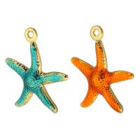 Enamel Brass Pendants, Starfish, gold color plated, DIY Approx 1mm 