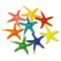 Enamel Brass Pendants, Starfish, gold color plated, DIY Approx 1mm 