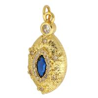 Cubic Zirconia Micro Pave Brass Pendant, Horse Eye, gold color plated, DIY & micro pave cubic zirconia, gold Approx 3mm 