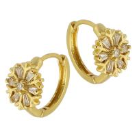 Brass Huggie Hoop Earring, Snowflake, gold color plated, fashion jewelry & micro pave cubic zirconia & for woman, gold 