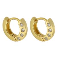 Brass Huggie Hoop Earring, Donut, gold color plated, fashion jewelry & micro pave cubic zirconia & for woman, gold 