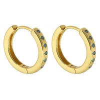 Brass Huggie Hoop Earring, with Resin, Donut, gold color plated, fashion jewelry & for woman, gold 