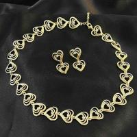 Brass Chain Necklace, Heart, gold color plated & for woman & hollow, gold 