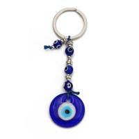 Evil Eye Key Chain, Zinc Alloy, platinum plated & enamel, blue, 110mm 