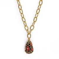 Evil Eye Jewelry Necklace, Brass, gold color plated & for woman & enamel 495mm 