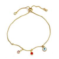 Evil Eye Jewelry Bracelet, Brass, gold color plated, Adjustable & for woman & enamel, gold 