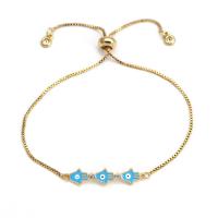 Evil Eye Jewelry Bracelet, Brass, gold color plated, Adjustable & for woman & enamel 