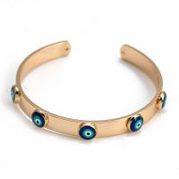 Brass Cuff Bangle, gold color plated, Adjustable & for woman & enamel 