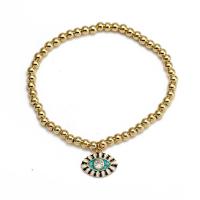 Evil Eye Jewelry Bracelet, Brass, gold color plated, for woman & enamel 50mm 