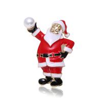Рождественские украшения брошь, цинковый сплав, Санта Клаус, Женский & эмаль, красный продается PC