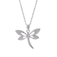 Cubic Zircon Micro Pave Brass Necklace, with Titanium Steel, with 1.96inch extender chain, Dragonfly, platinum color plated, oval chain & micro pave cubic zirconia & for woman & hollow Approx 15.7 Inch 