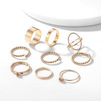 Zinc Alloy Ring Set, plated, nine pieces & for woman & with rhinestone US Ring 