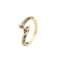 Cubic Zirconia Micro Pave Brass Finger Ring, 18K gold plated & micro pave cubic zirconia & for woman, multi-colored 
