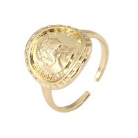 Палец кольцо-латунь, Латунь, 18K позолоченный, Регулируемый & Женский, продается PC