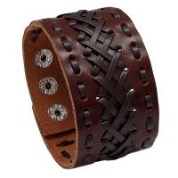 Cowhide Bracelets, with PU Leather & Iron, knit, fashion jewelry & Unisex 230mm 