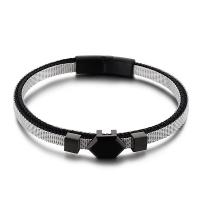 Titanium Steel Bracelet & Bangle, with Cotton Cord, fashion jewelry & multilayer & Unisex & mesh chain 30017mmu300110mm 