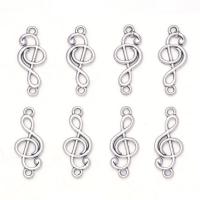 Zinc Alloy Charm Connector, Music Note, antique silver color plated, DIY & 1/1 loop & hollow Approx 