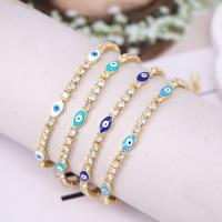 Evil Eye Jewelry Bracelet, Brass, with 1.97 extender chain, gold color plated, micro pave cubic zirconia & for woman & enamel .69 Inch 